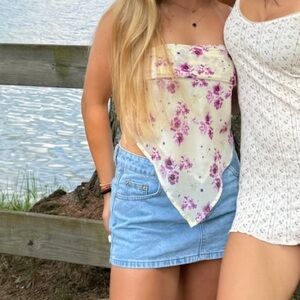 Princess Polly Floral Scarf Tops - Cream and White